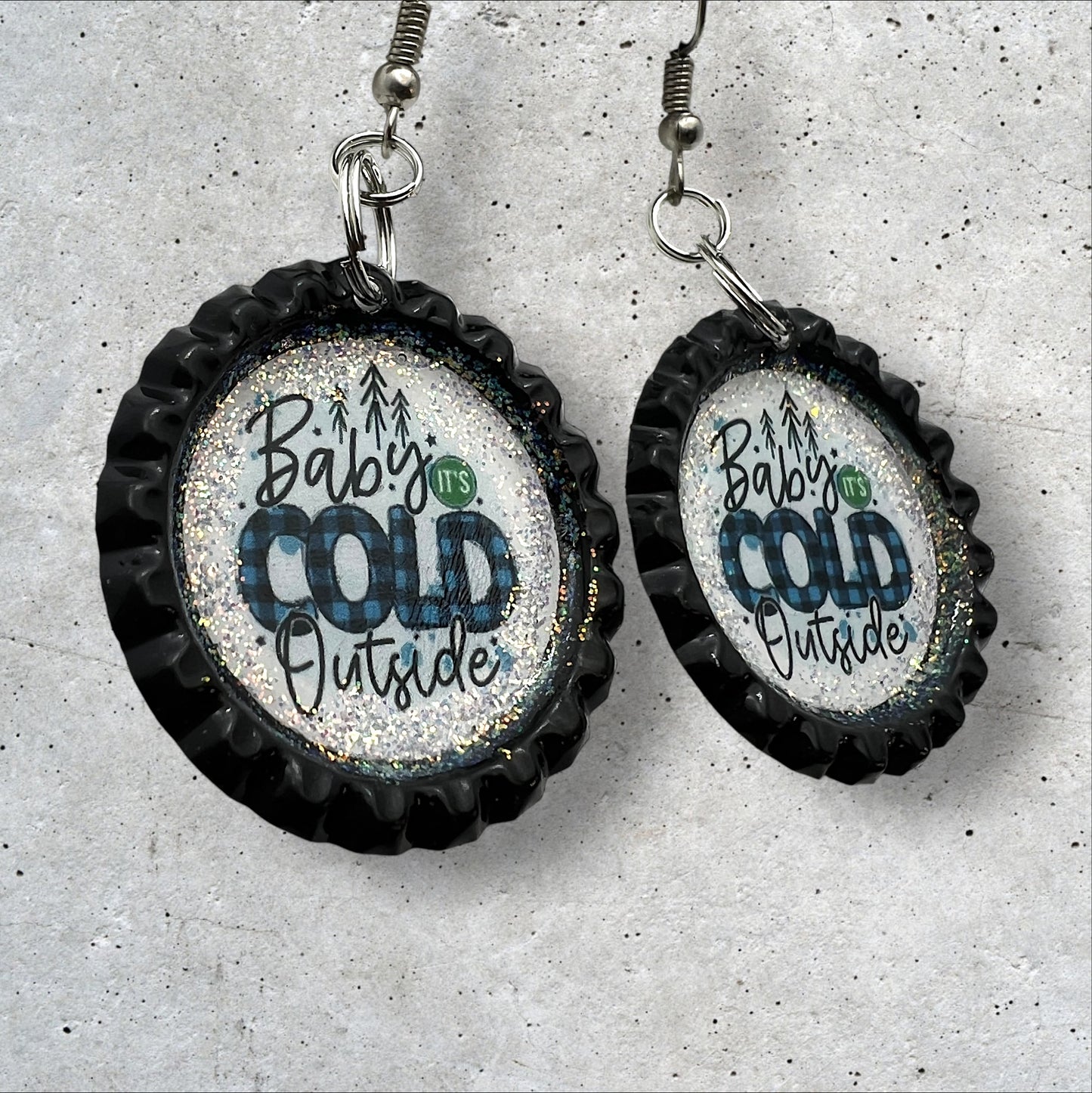 “Baby it’s Cold Outside” Bottle Cap Earrings