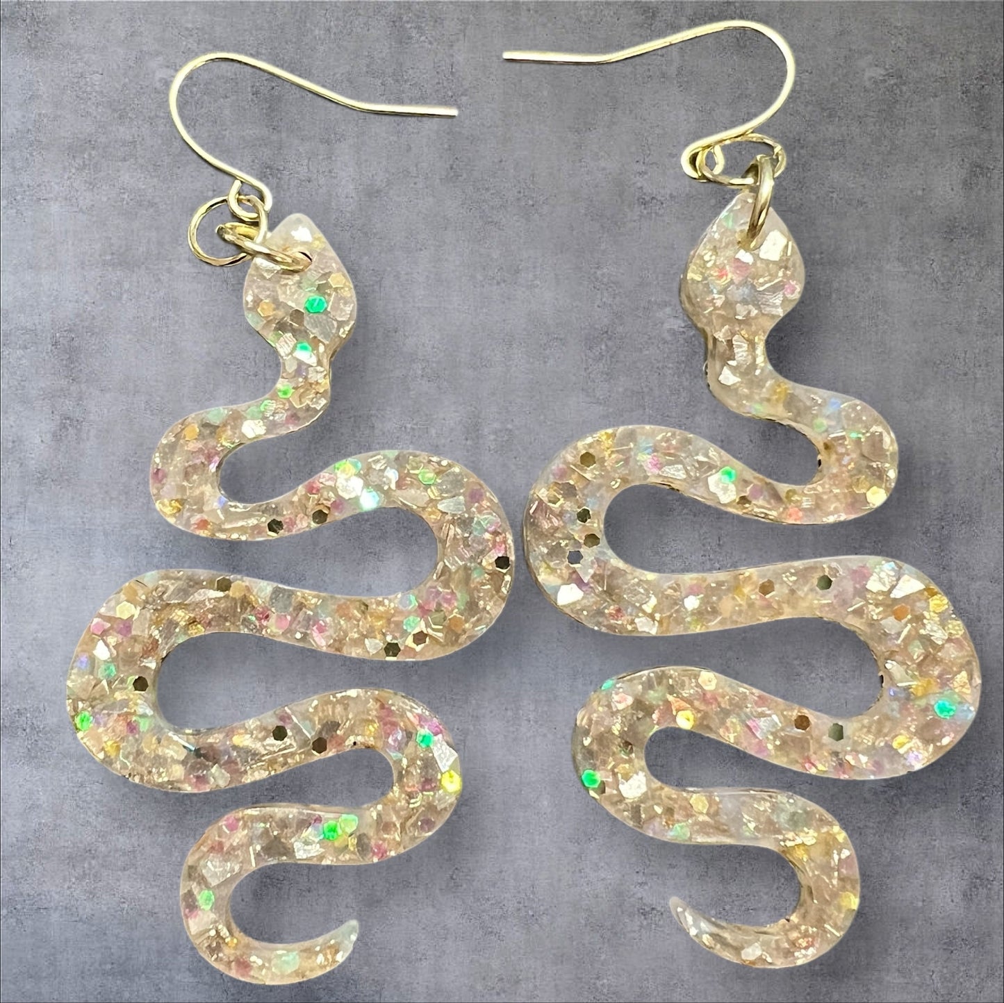 Gold Resin Snake Earrings