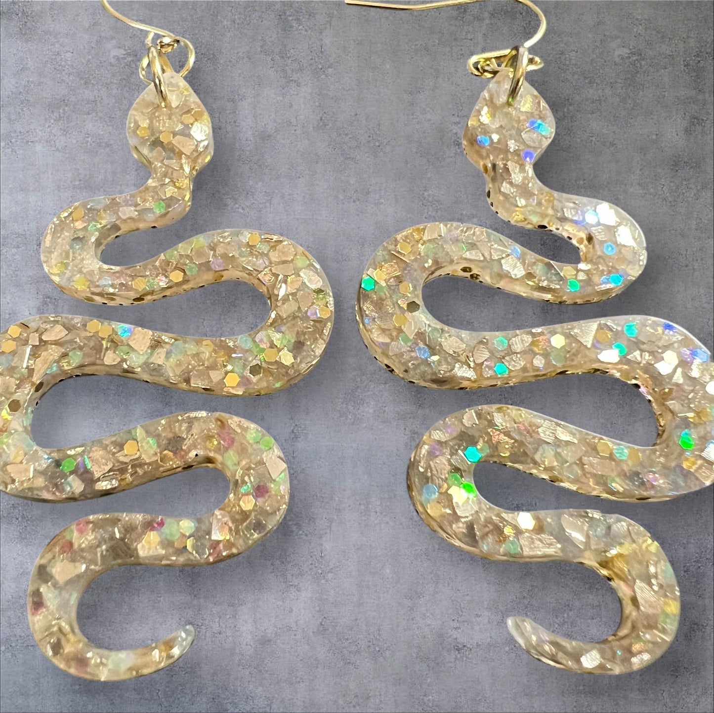 Gold Resin Snake Earrings