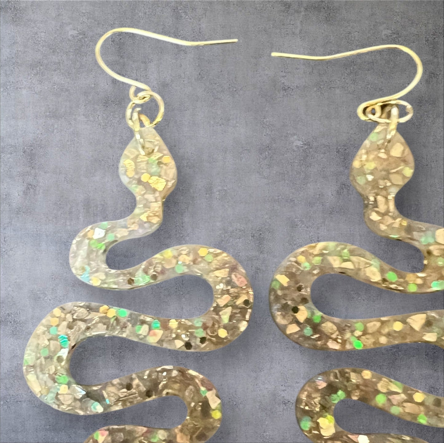 Gold Resin Snake Earrings