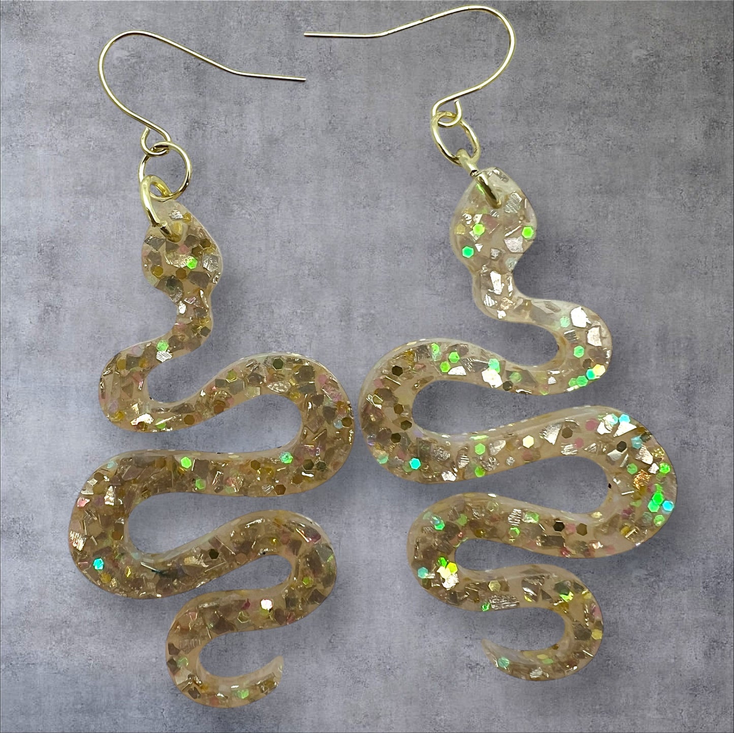 Gold Resin Snake Earrings