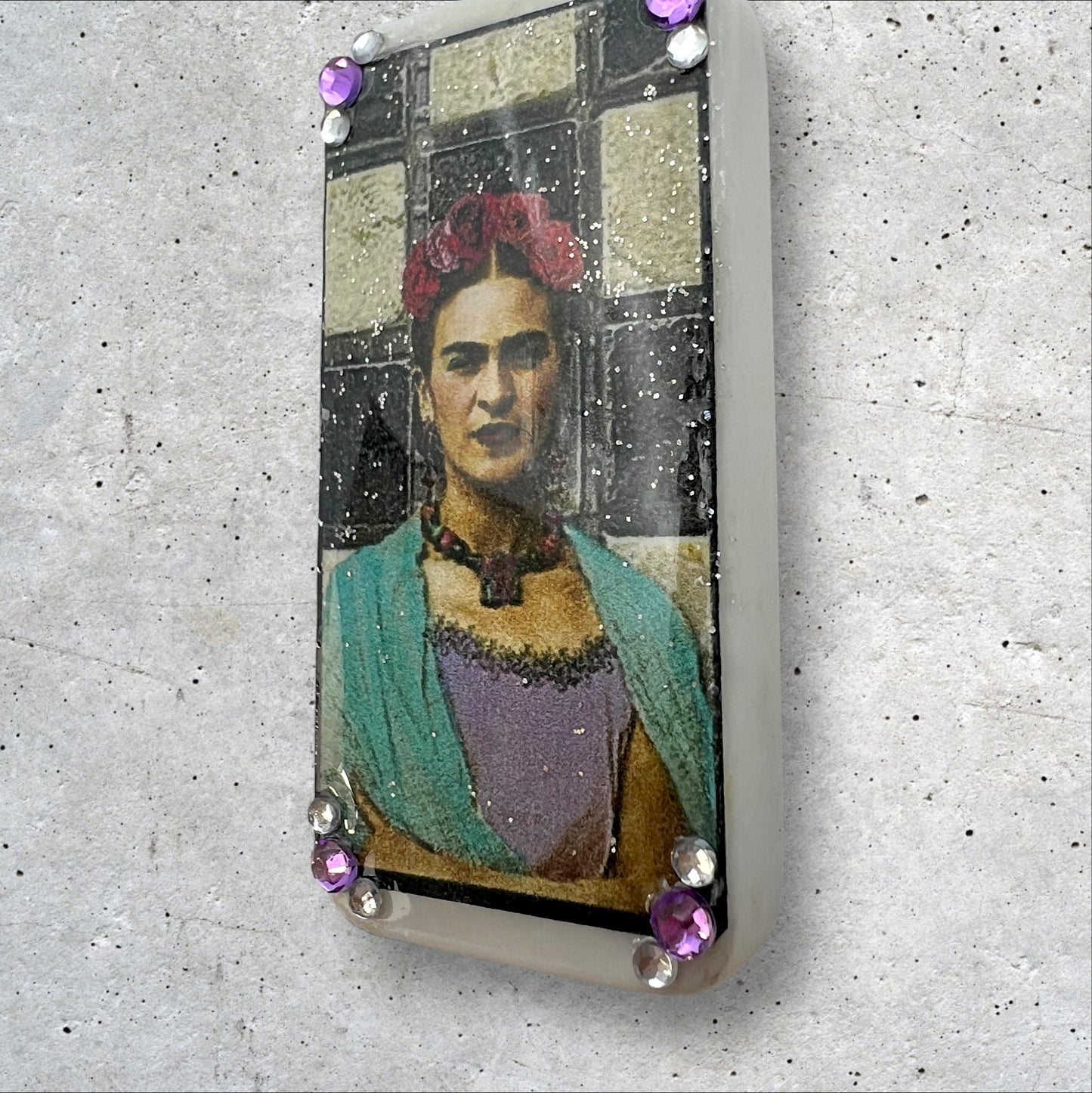 Frida Kahlo Upcycled Domino Pendant Necklace