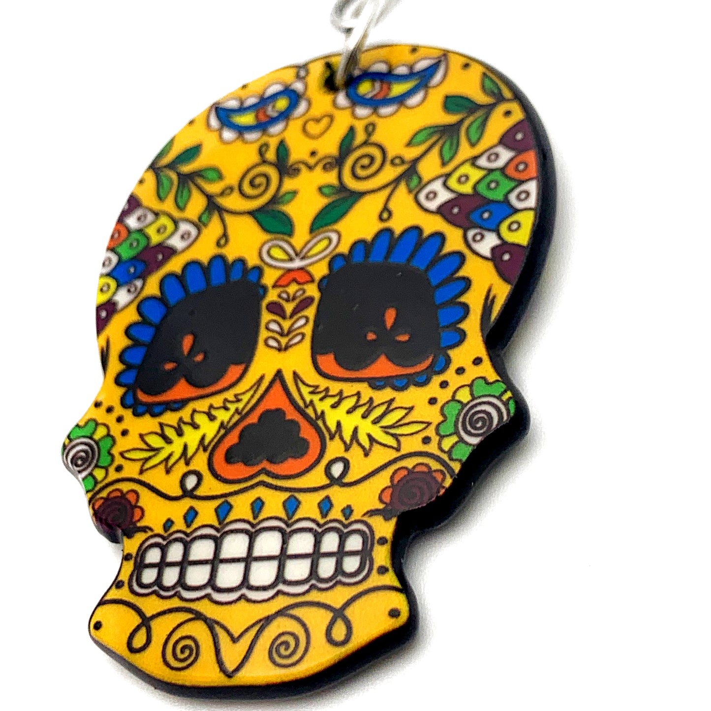 Yellow Sugar Skull Keychain