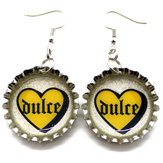 “Dulce” Heart Bottle Cap Earrings