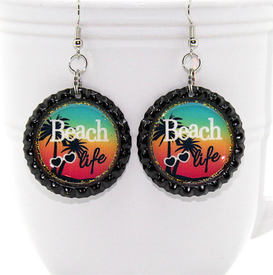 retro beach life earrings 