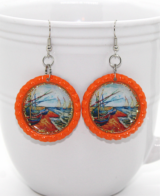 Van Gogh Bottle Cap Earrings