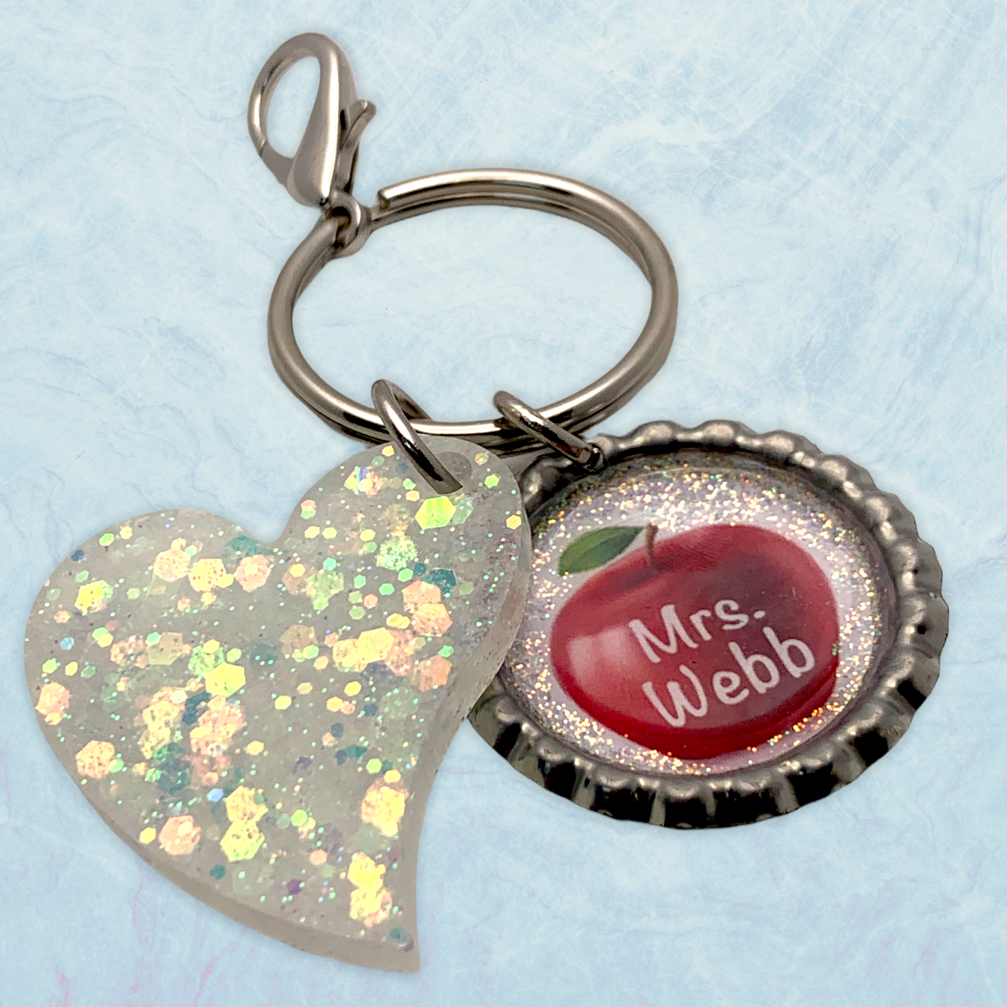 Personalized Teacher Themed Bottle Cap Keychain