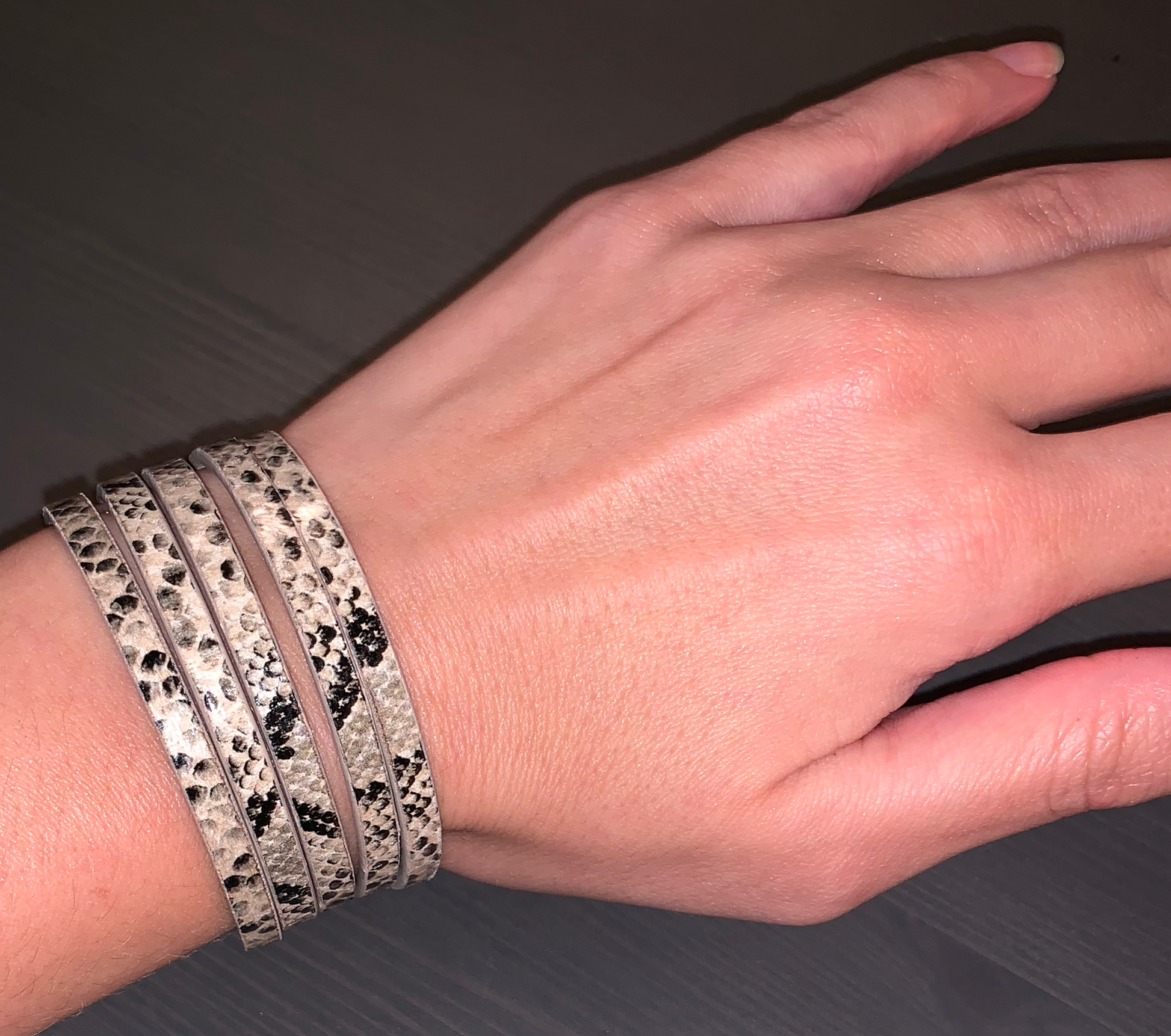 snake print leather magnetic bracelet