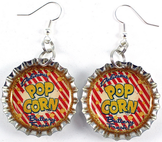 Retro Popcorn Bottle Cap Earrings