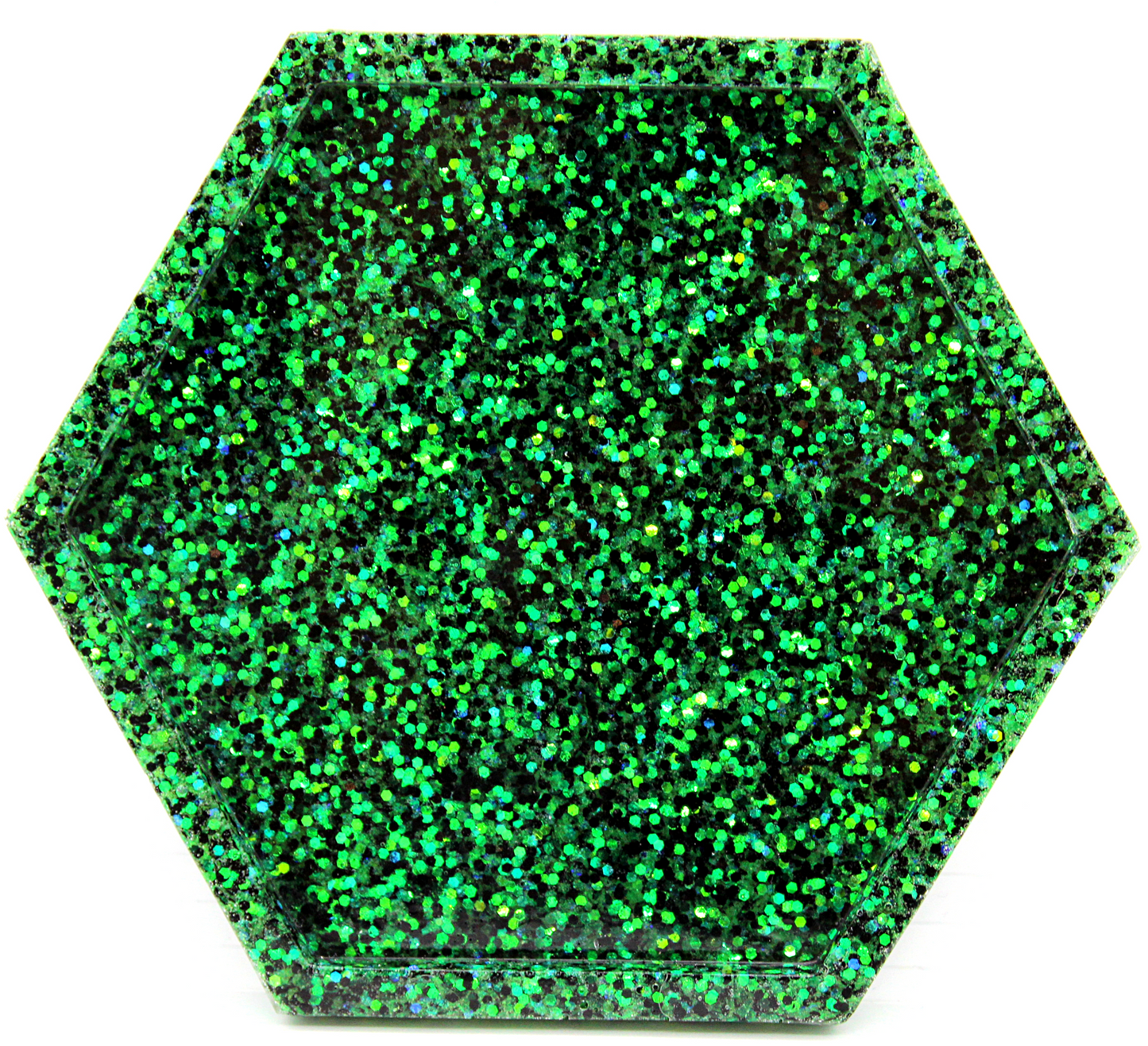 Emerald Green Glitter Hexagon Coaster