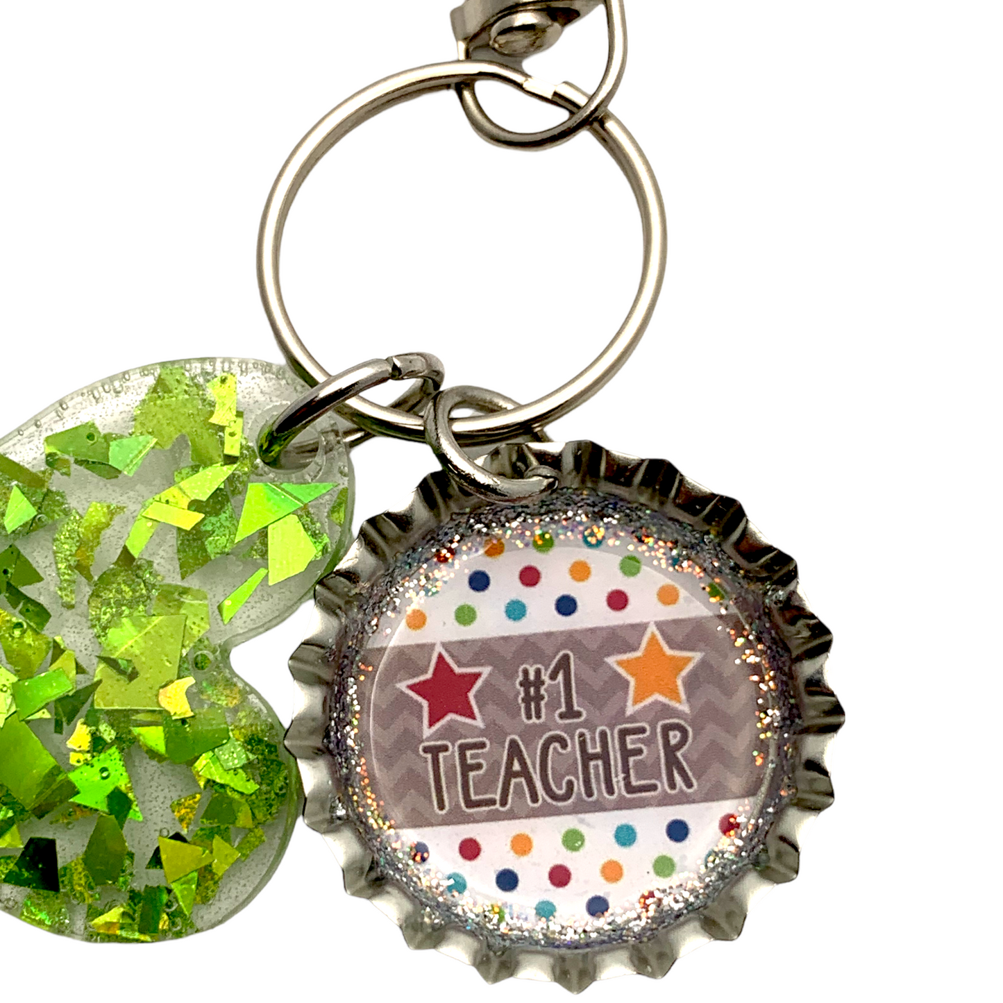 “#1 Teacher” Bottle Cap Resin Keychain