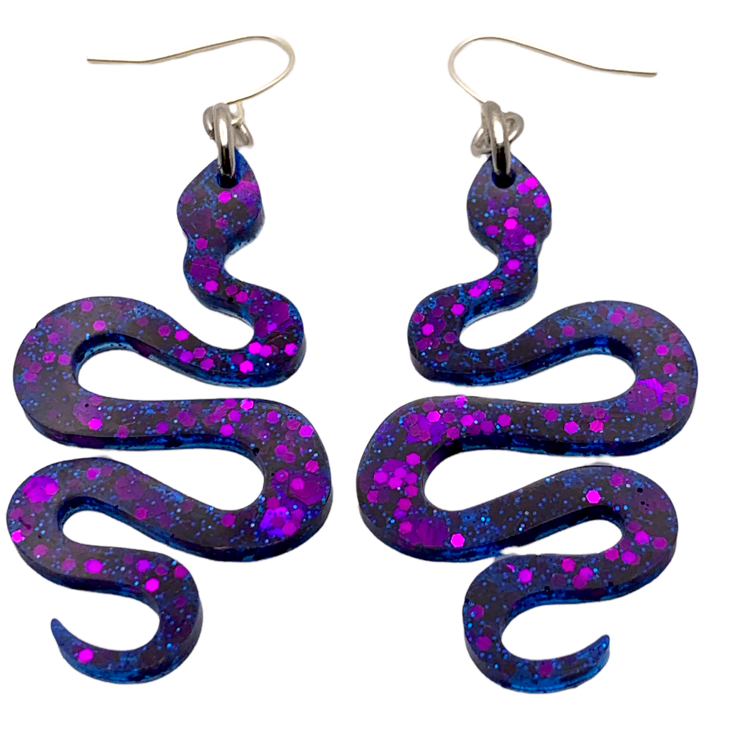 “Moonlit Sky” Resin Snake Earrings