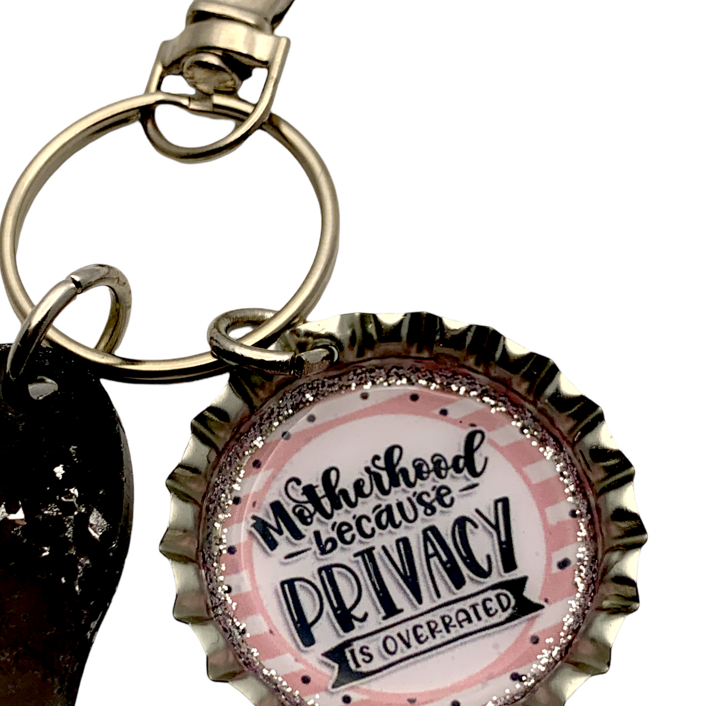 “Privacy is Overrated” Mom Bottle Cap Keychain