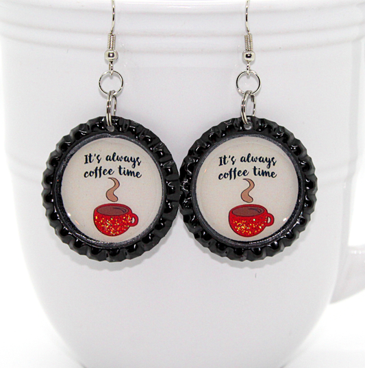 Coffee Bottle Cap Earrings 