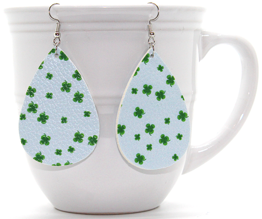 Shamrock Pattern Faux Leather Earrings