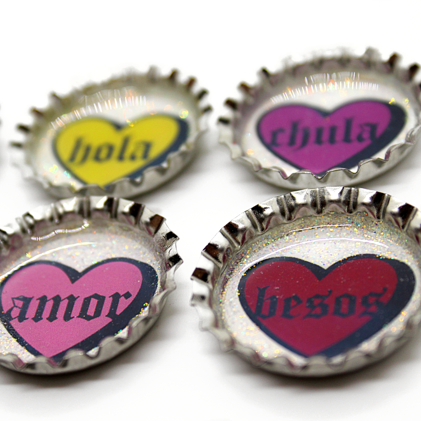 Spanish Words Heart Magnet Set