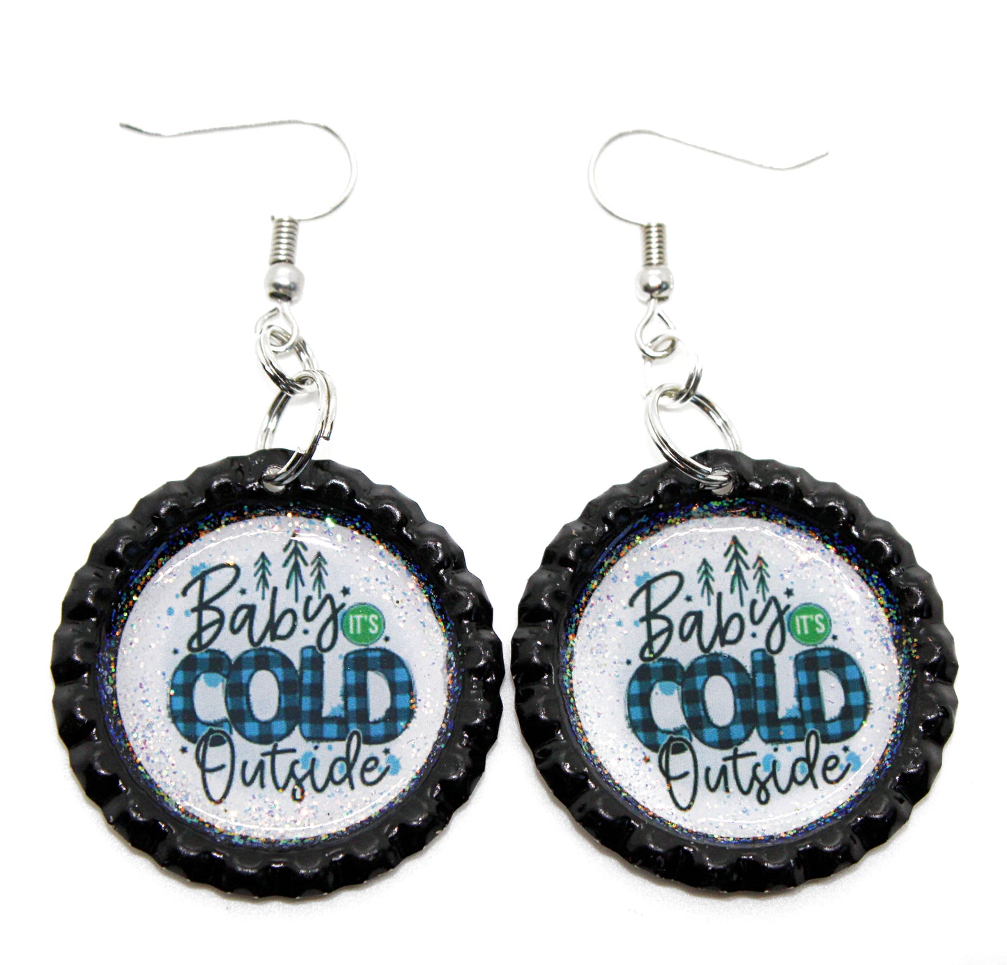 “Baby it’s Cold Outside” Bottle Cap Earrings