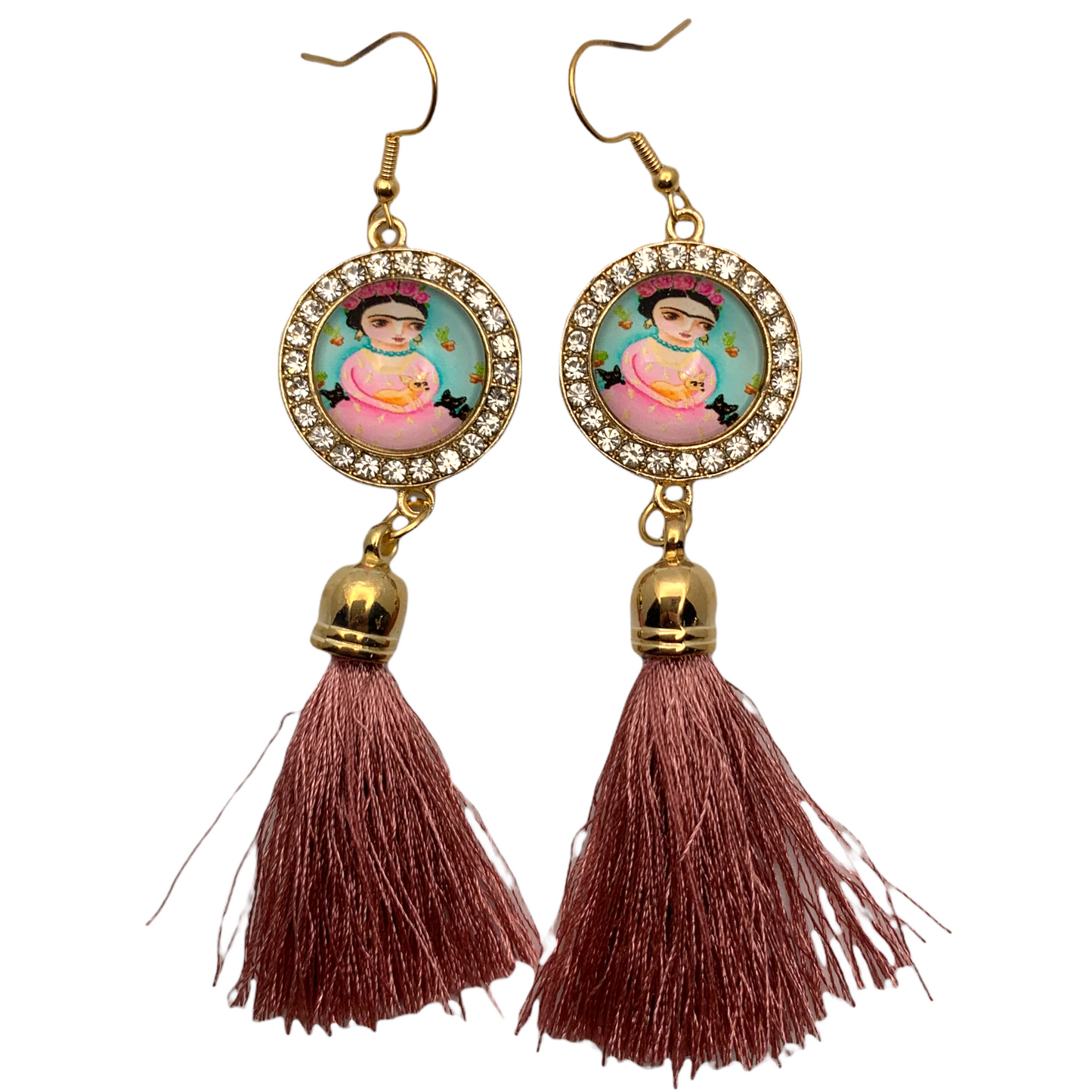 “Frida” Dusty Pink Tassel Earrings