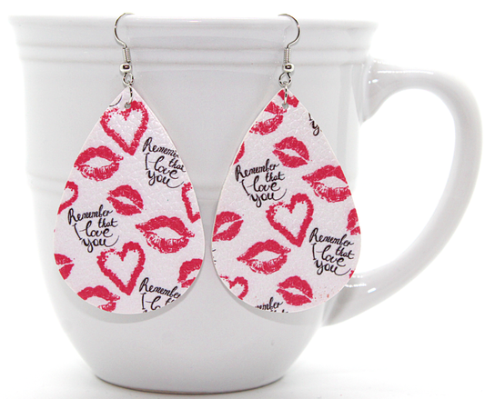 Faux Leather Heart & Kiss Print Earrings
