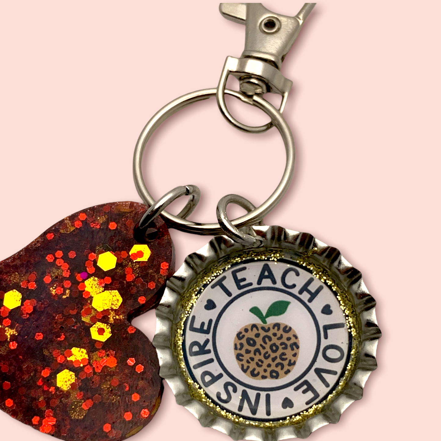 “Teach Love Inspire” Bottle Cap Resin Keychain