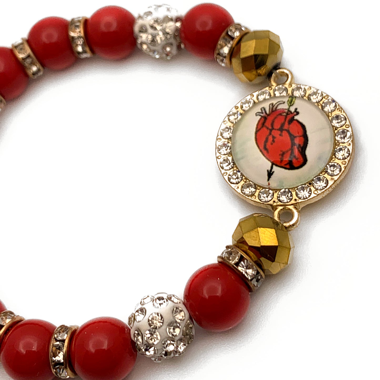 “El Corazón” Red Bead Stretch Bracelet