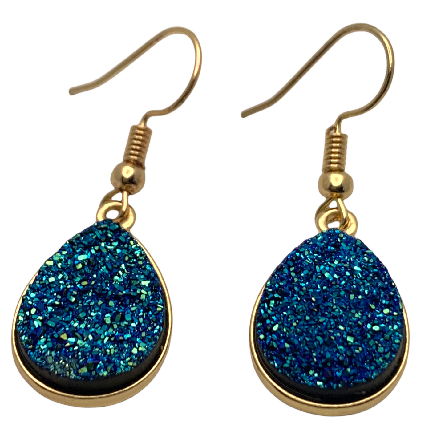 Lagoon Faux Druzy Teardrop Earrings