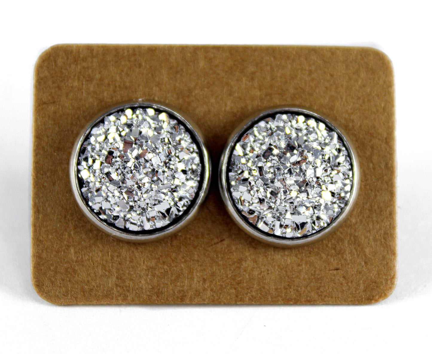 Silver Faux Druzy Earrings