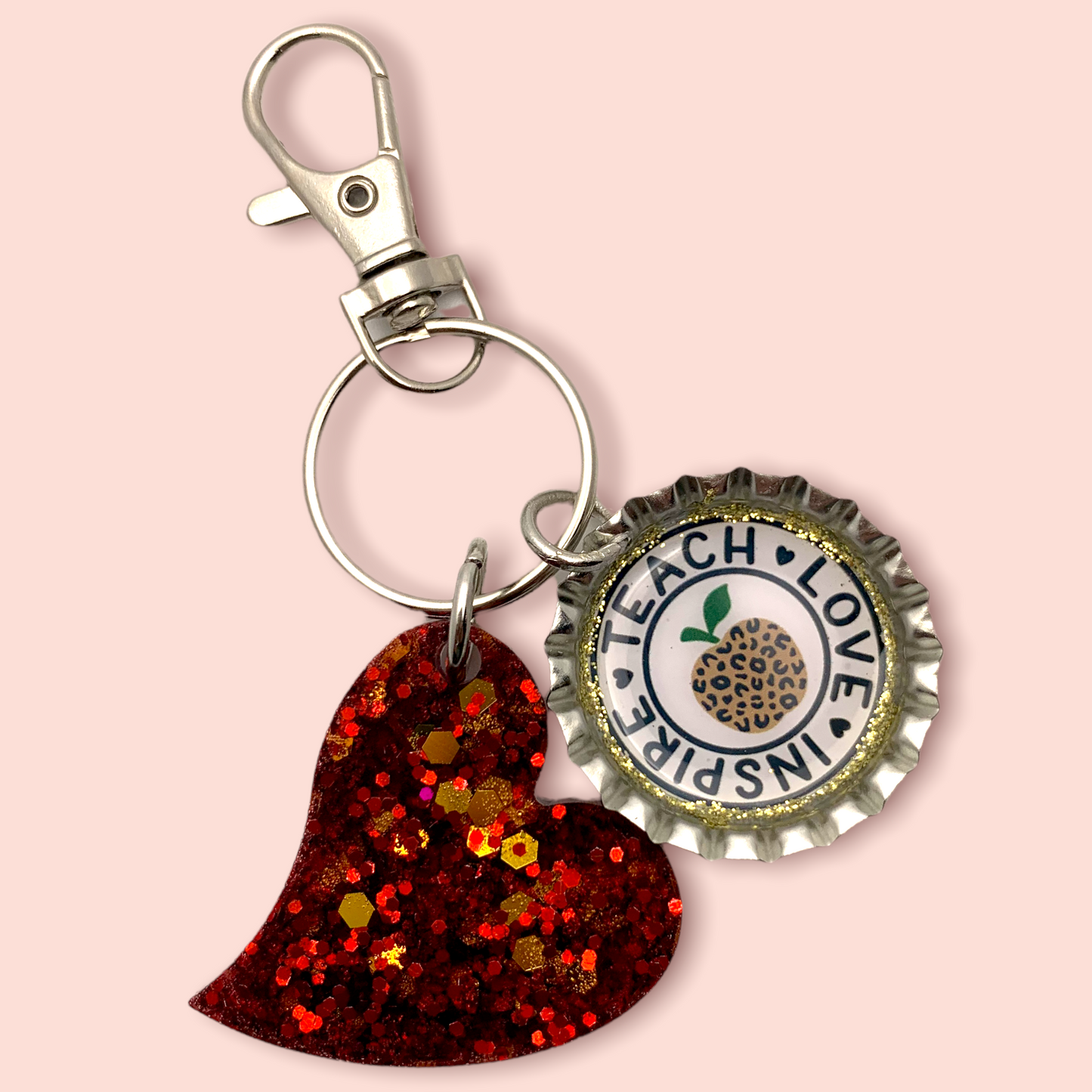 “Teach Love Inspire” Bottle Cap Resin Keychain