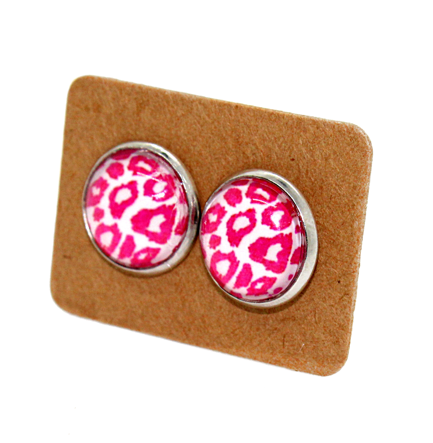 Pink Leopard 12mm Earrings