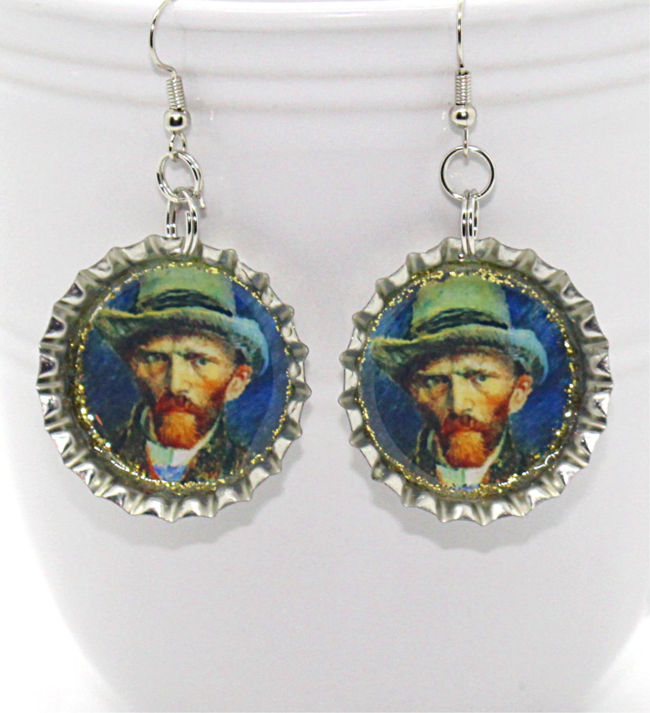 Van Gogh Bottle Cap Earrings