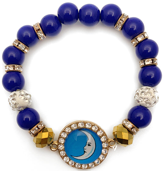 “La Luna” Blue Bead Stretch Bracelet