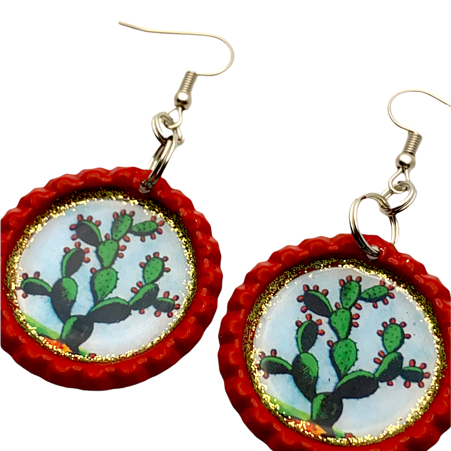 “El Nopal” Bottle Cap Earrings