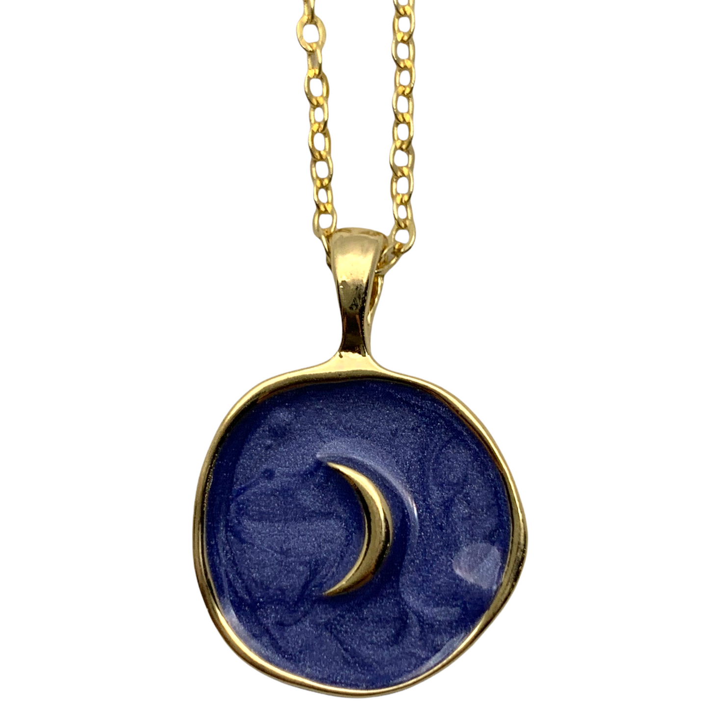 Navy & Gold Moon Necklace