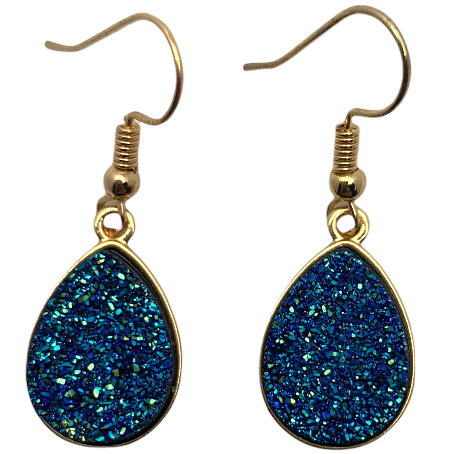 Lagoon Faux Druzy Teardrop Earrings