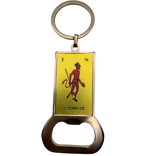 Mexican Loteria “El Diablito” Keychain Bottle Opener