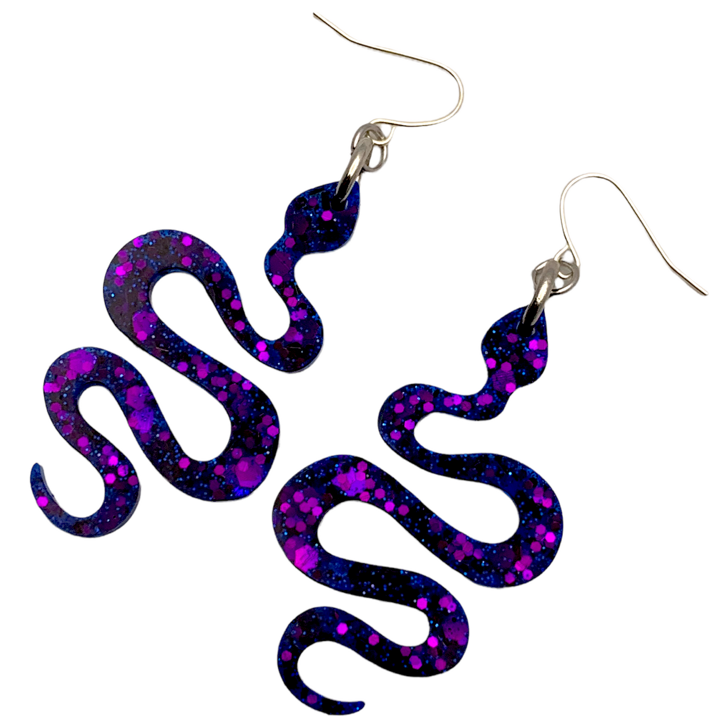 “Moonlit Sky” Resin Snake Earrings