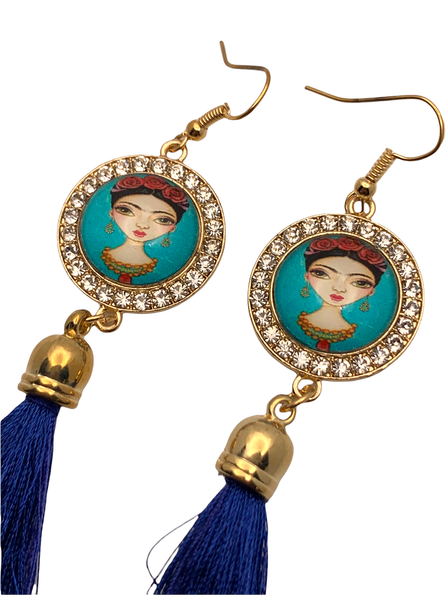 Frida Blue Long Tassel Earrings