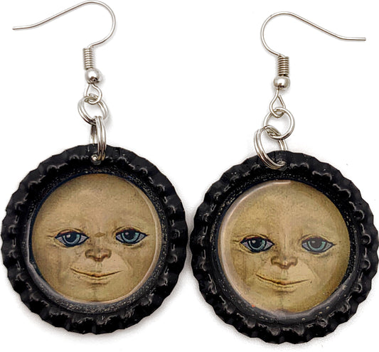 “Face of the Moon“ Bottle Cap Earrings