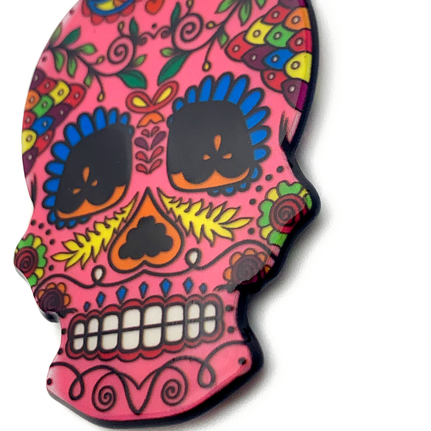 Pink Sugar Skull Keychain