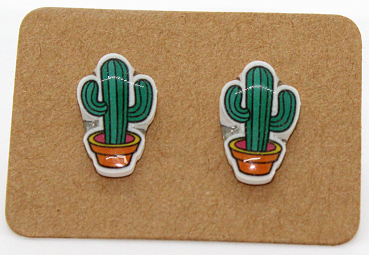 Mini Cactus Acrylic Earrings