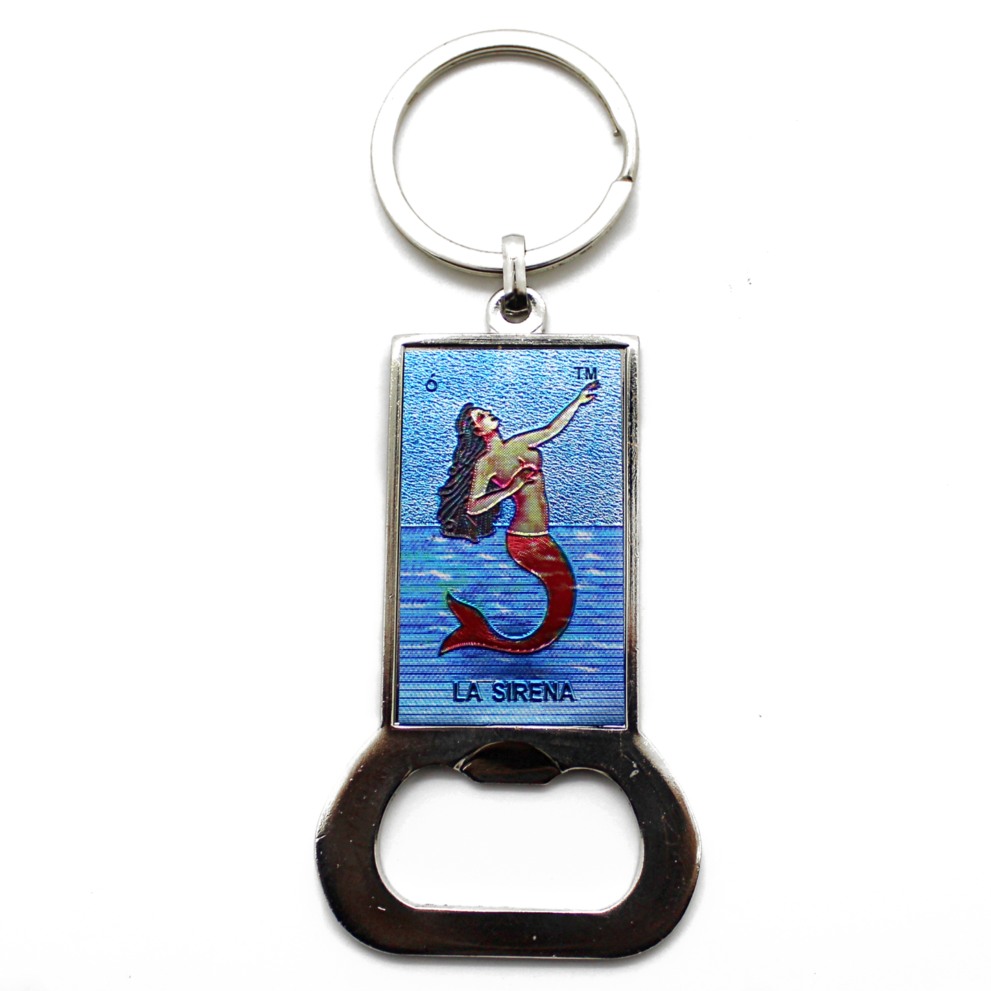 Mexican Loteria “La Sirena” Keychain Bottle Opener