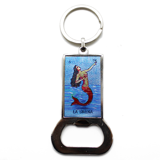 Mexican Loteria “La Sirena” Keychain Bottle Opener