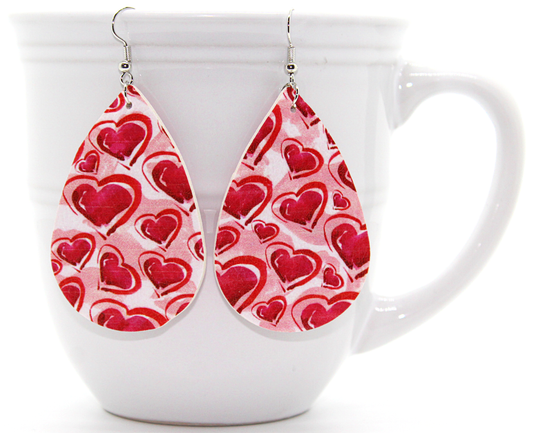 Faux Leather Heart Print Earrings