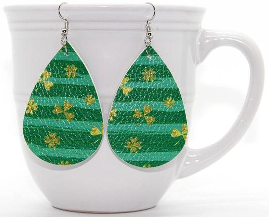 Shamrock Pattern Faux Leather Earrings