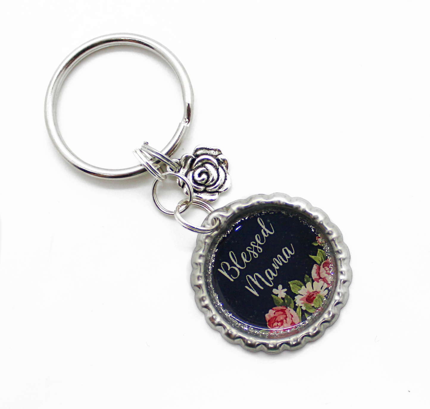 “Blessed Mama” Bottle Cap Keychain