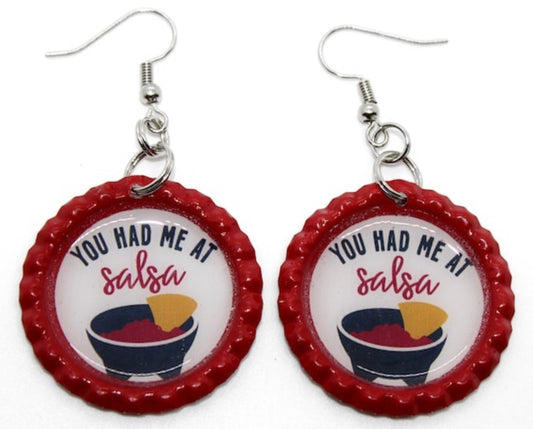 “You Had Me at Salsa” Bottle Cap Earrings