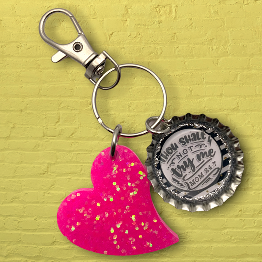 “Thou Shalt Not Try Me” Mom Bottle Cap Keychain