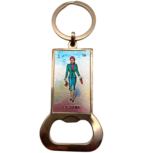 Mexican Loteria “La Dama” Keychain Bottle Opener