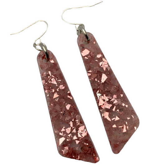 Medium Rose Gold Resin Dangle Earrings