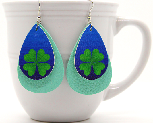 Shamrock Double Faux Leather Earrings